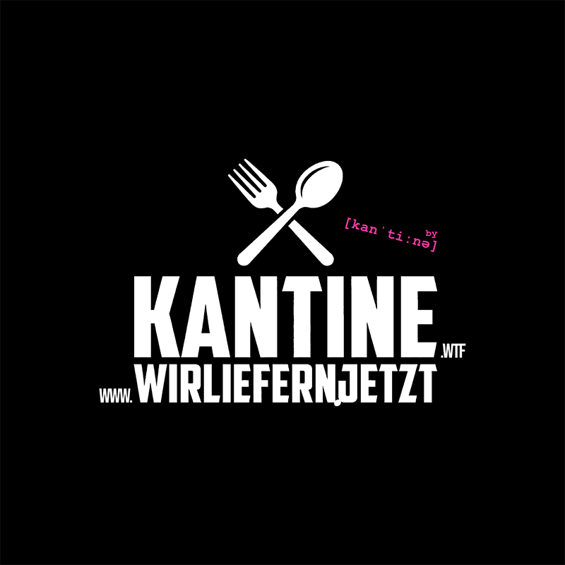 Blumenförmiges Symbol mit dem Schriftzug "LIEFERN" auf türkisem Hintergrund